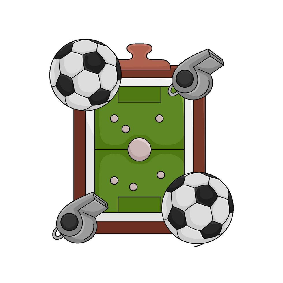 voetbal bal, veld- met fluiten illustratie vector