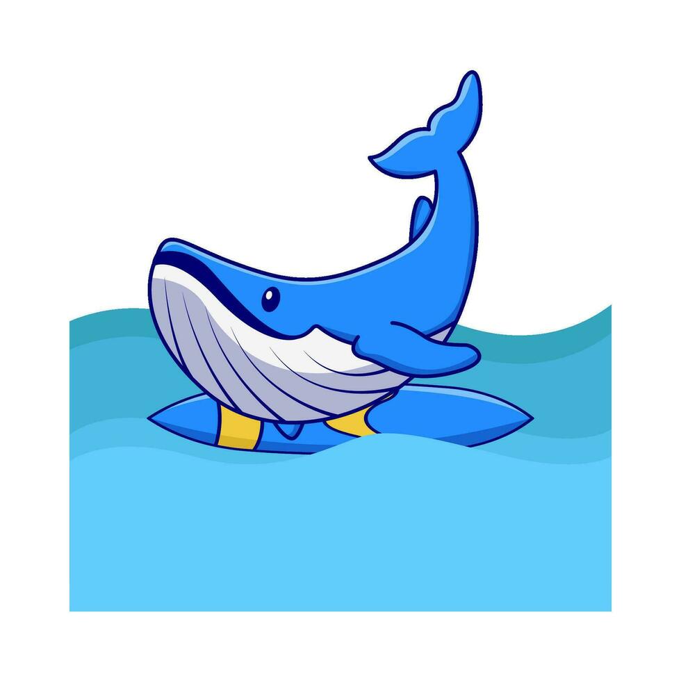 walvis spelen surfing in zwemmen zwembad illustratie vector