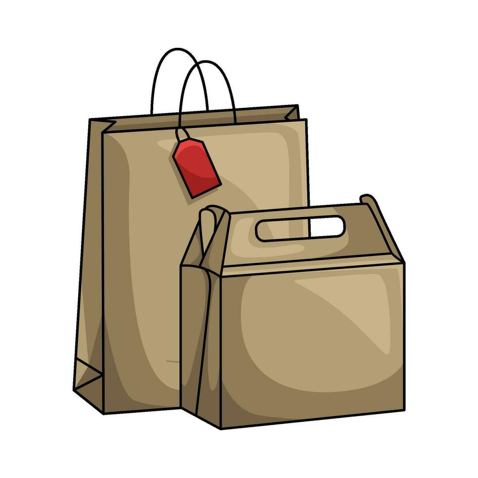 papieren zak boodschappen doen illustratie vector