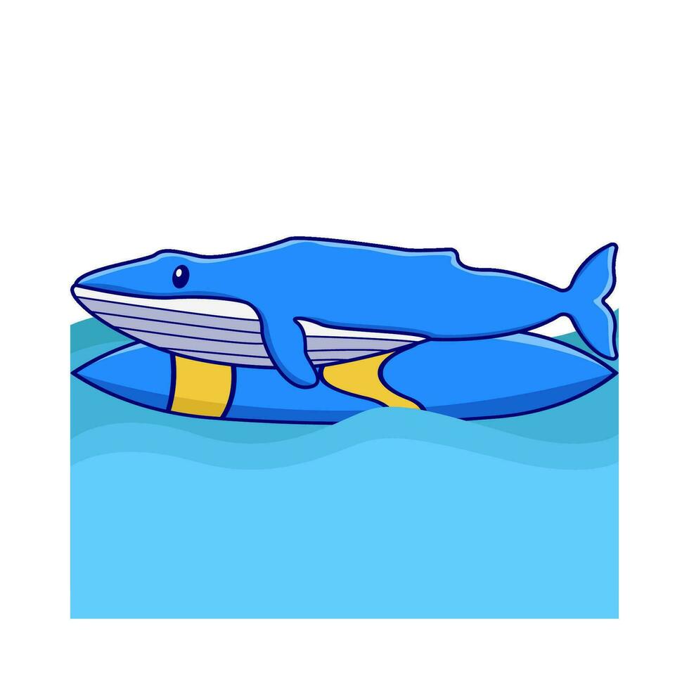 walvis in surfing bord in zwemmen zwembad illustratie vector