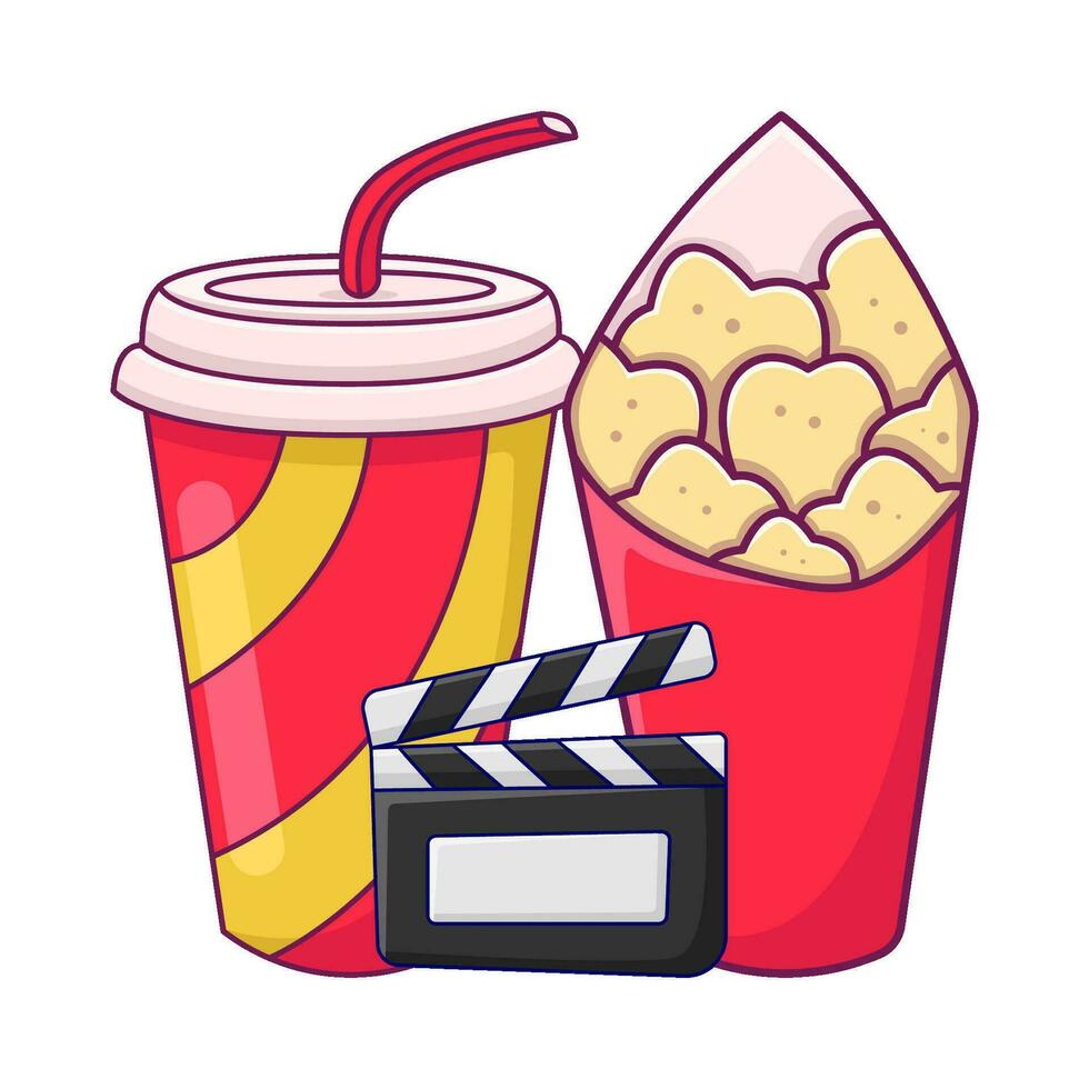 popcorn, kop drinken met actie bord illustratie vector