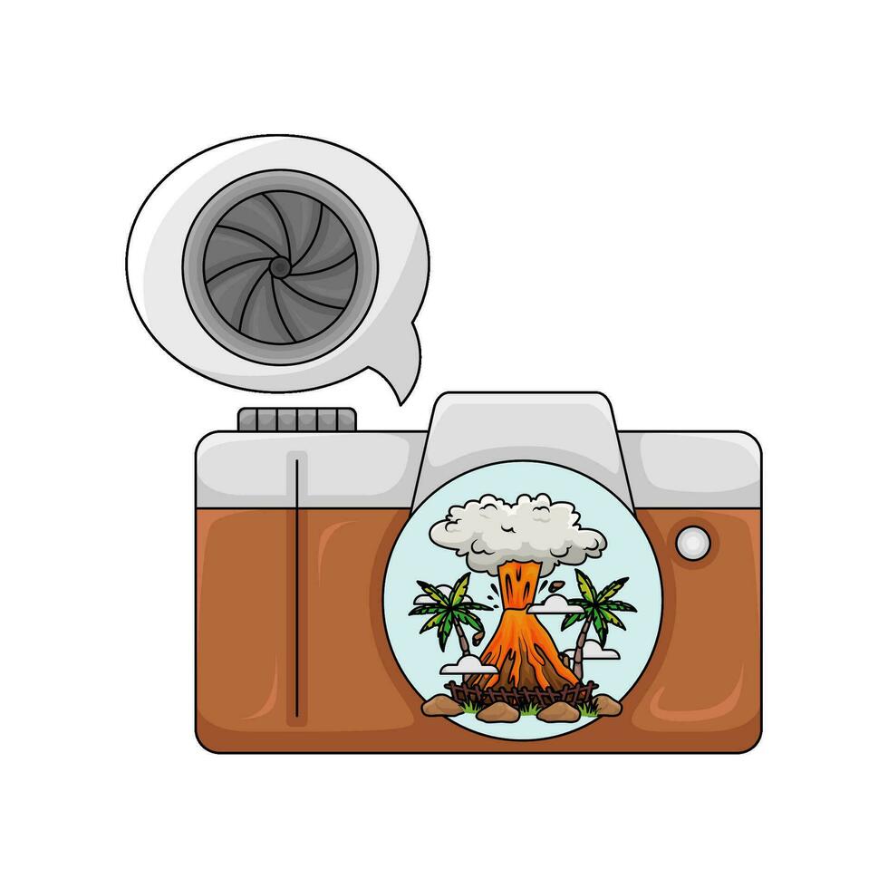 camera foto met schutter in toespraak bubbel illustratie vector