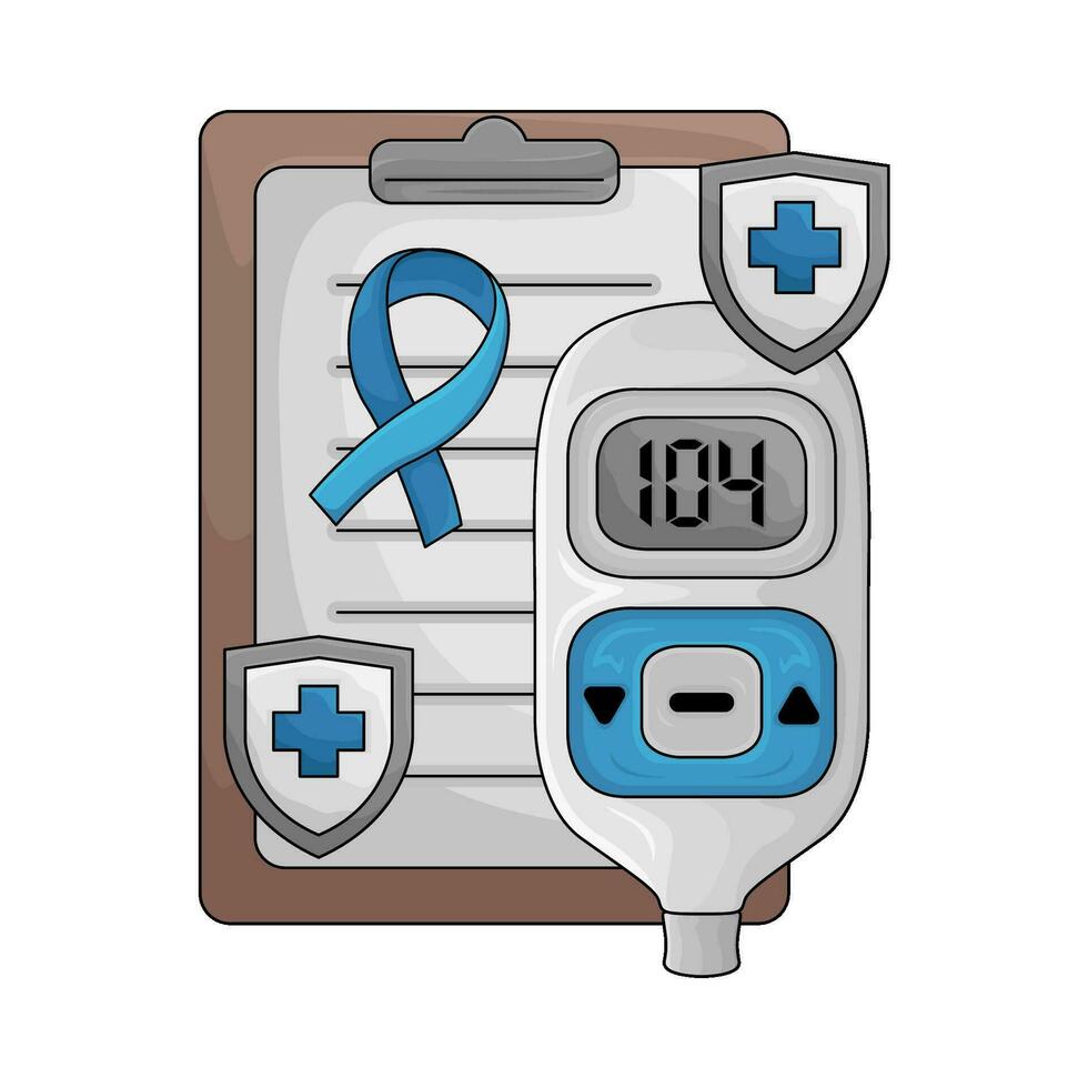 het dossier geneeskunde met bloed suiker detector machine illustratie vector