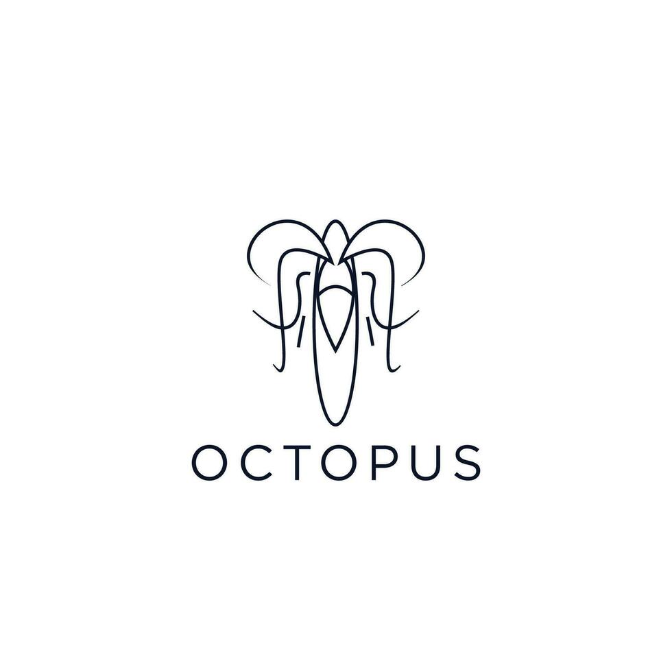 sjabloon voor logo's, etiketten en emblemen met wit silhouet van Octopus. vector illustratie.
