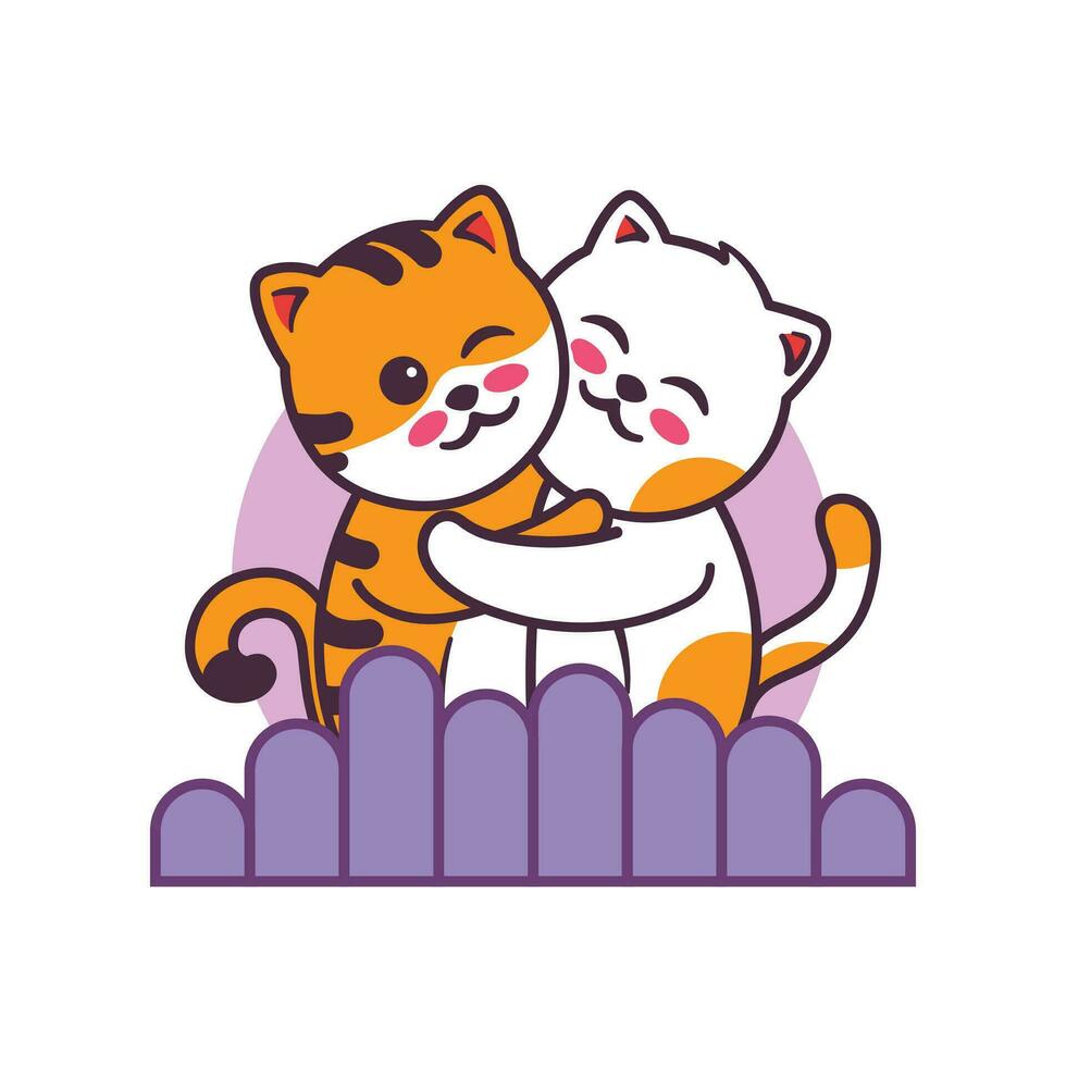 schattig kat tekenfilm in liefde vector illustratie
