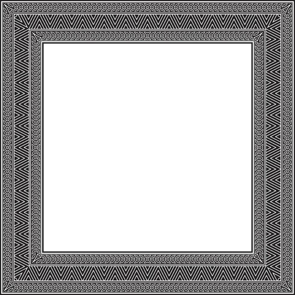 vector monochroom zwart plein yakut ornament. een eindeloos rechthoekig grens, een kader van de noordelijk volkeren van de ver oosten-