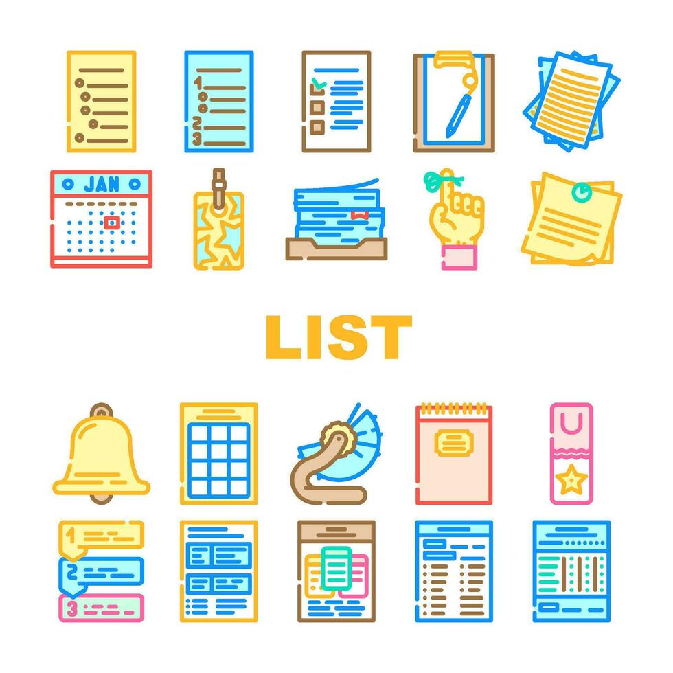 lijst checklist document controleren pictogrammen reeks vector