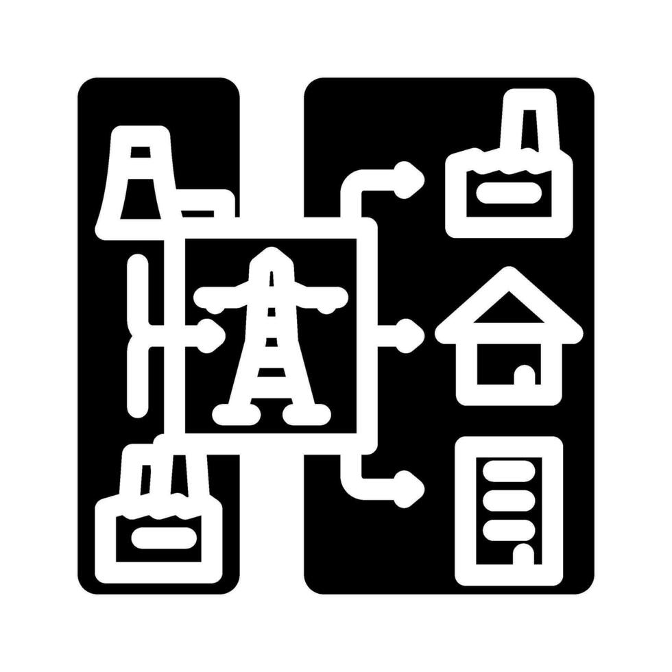 gedistribueerd generatie elektrisch glyph icoon vector illustratie