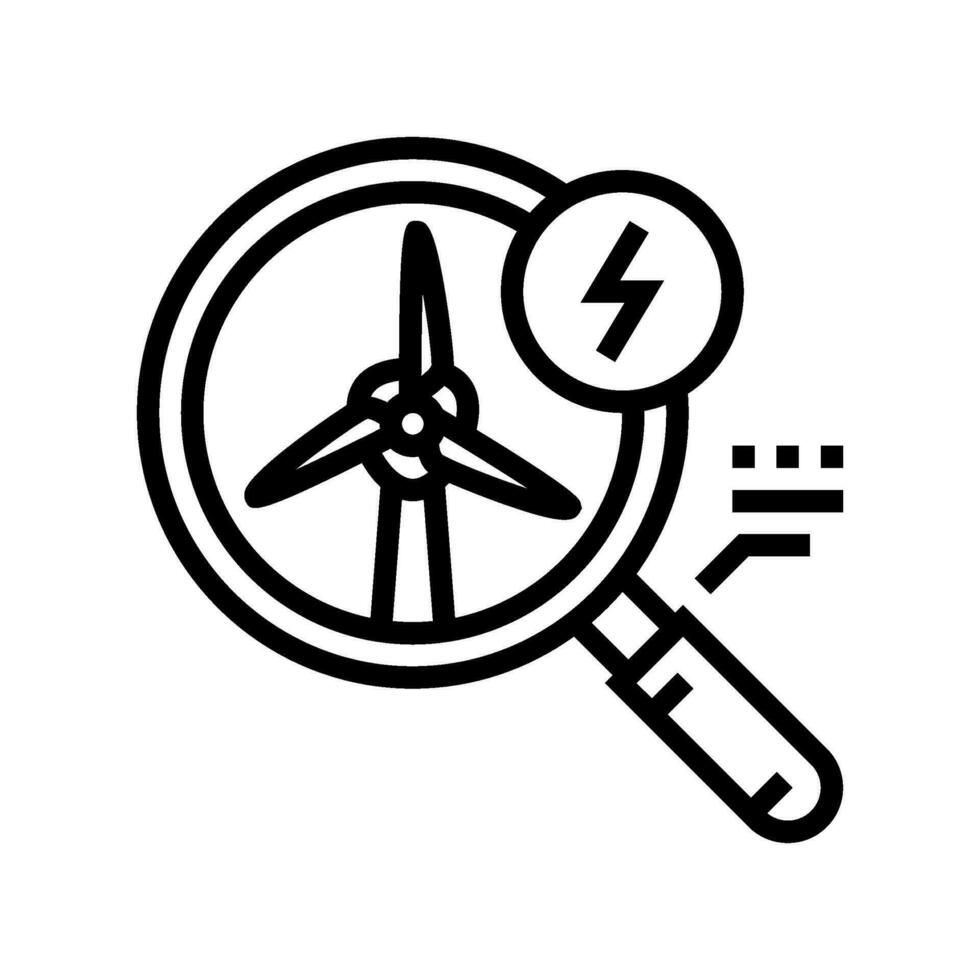 energie Onderzoek wind turbine lijn icoon vector illustratie