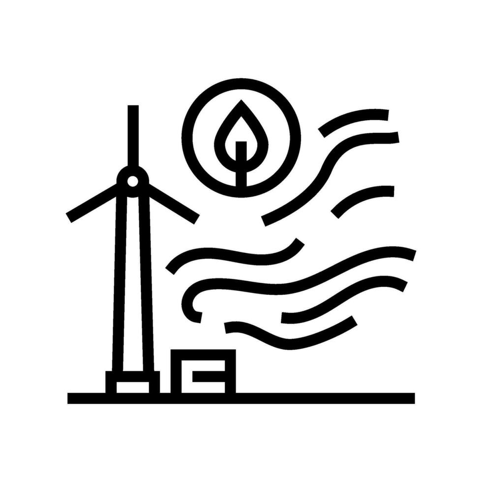 schoon wind energie turbine lijn icoon vector illustratie