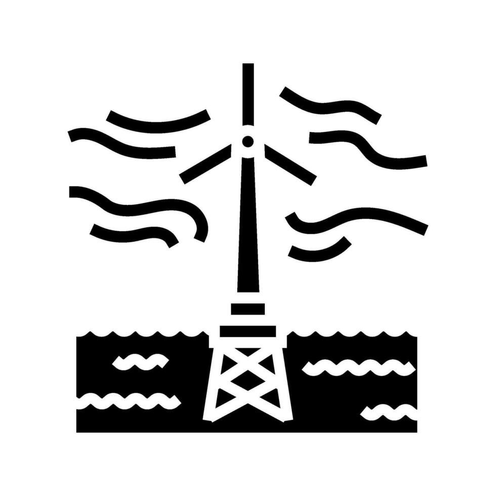 drijvend wind turbine glyph icoon vector illustratie