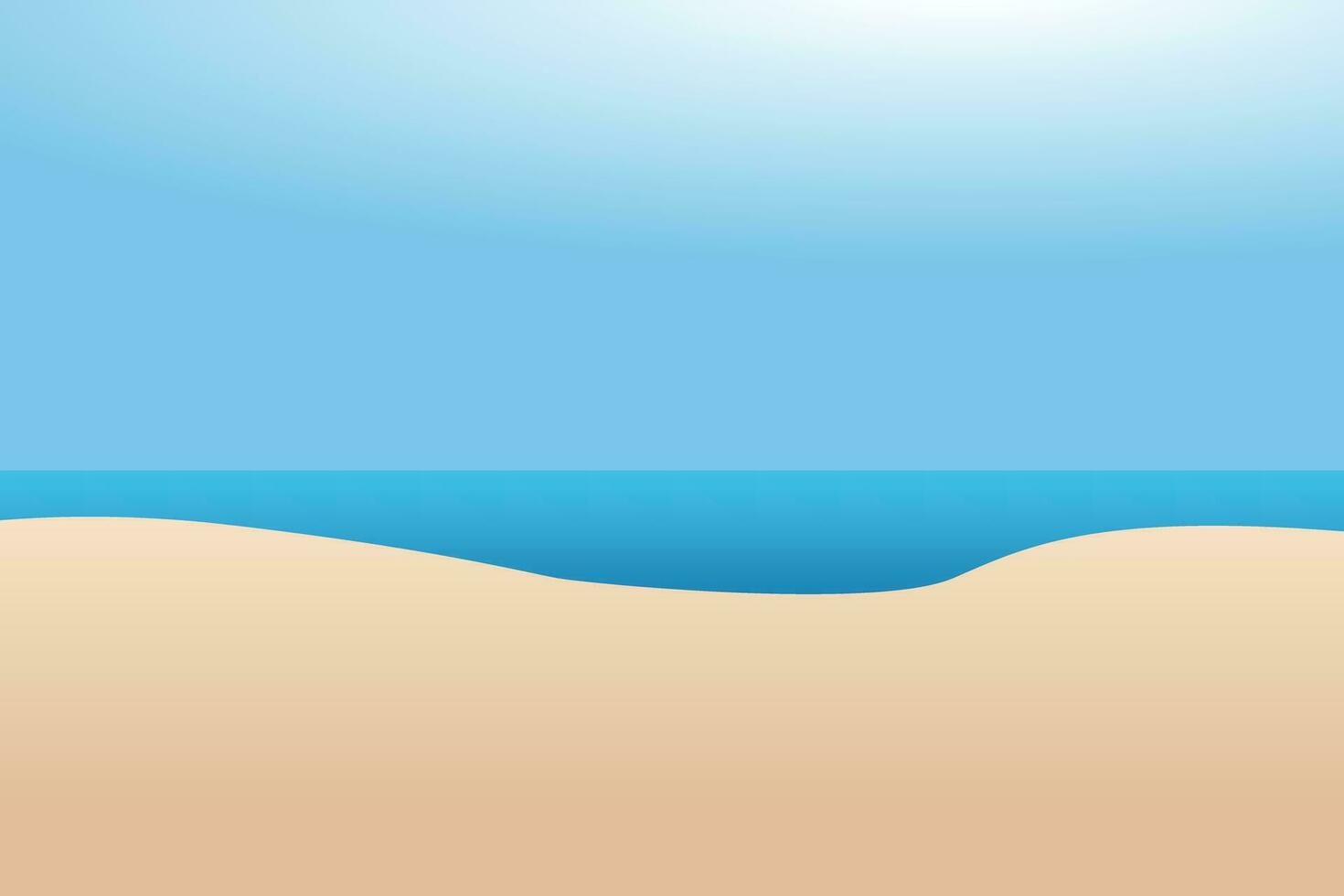 kust vlak landschap achtergrond vector. inclusief zee, zand, strand en blauw lucht. vector illustratie