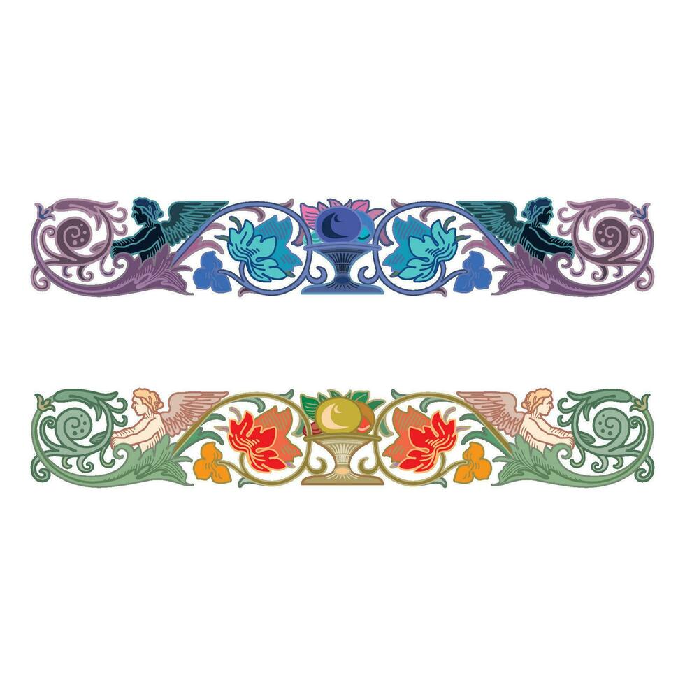 retro hoofdstuk verdelers kolken bloemen ornament bladwijzers schetsen reeks vector