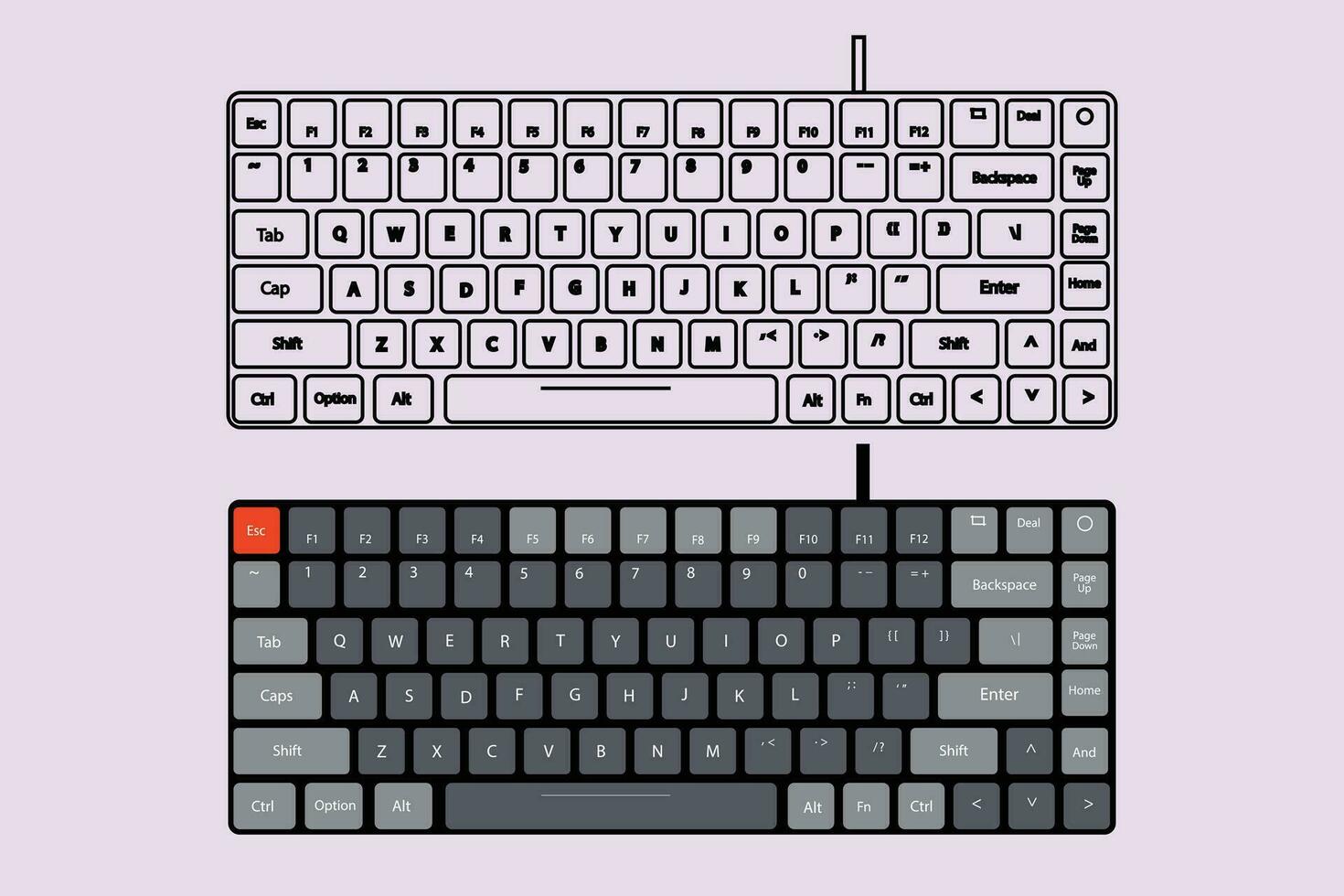 mechanisch computer toetsenbord icoon modieus technologie, ergonomisch, vector illustratie achtergrond