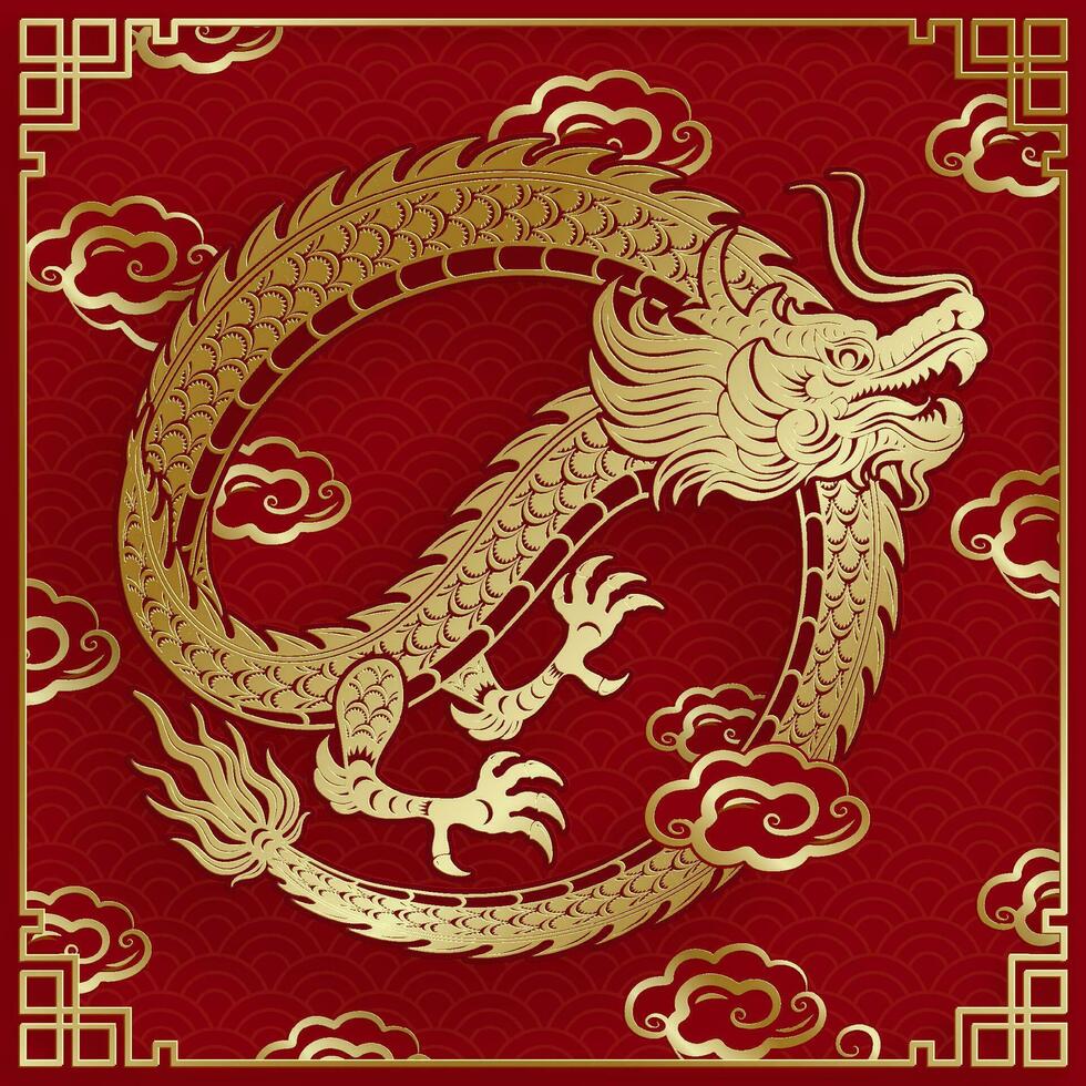 traditioneel goud Chinese draak ontwerp vector