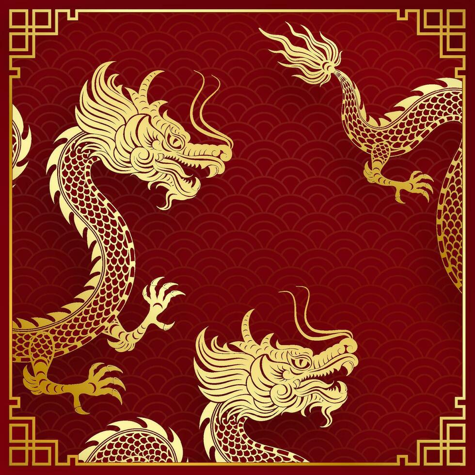 traditioneel goud Chinese draak ontwerp vector