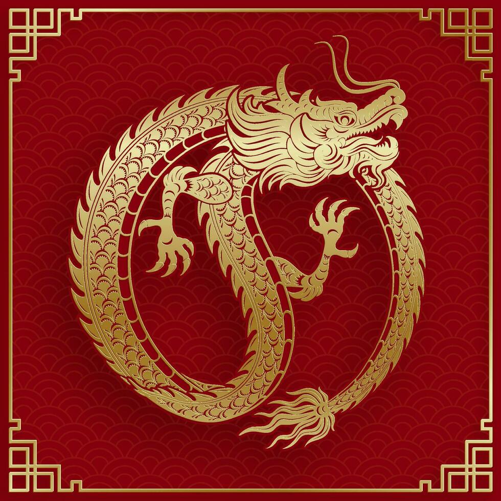 traditioneel goud Chinese draak ontwerp vector