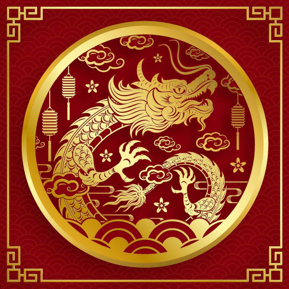 traditioneel goud Chinese draak ontwerp vector