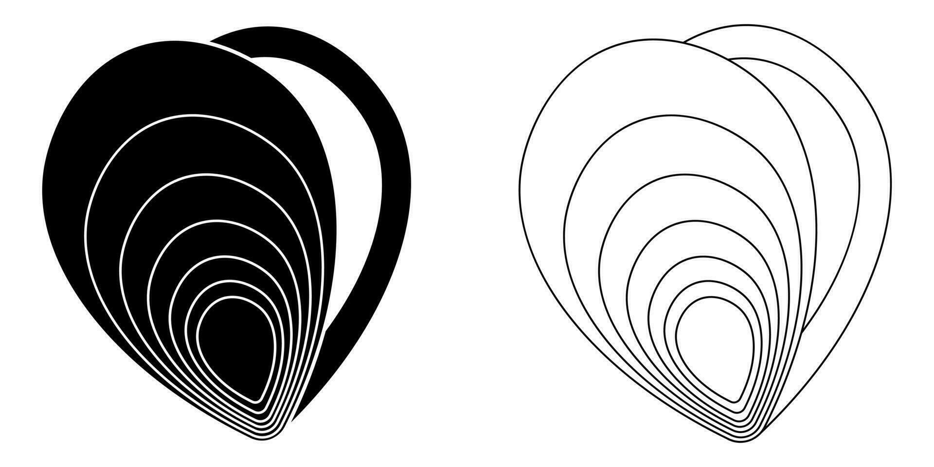 schets silhouet mossel icoon reeks geïsoleerd Aan wit achtergrond vector