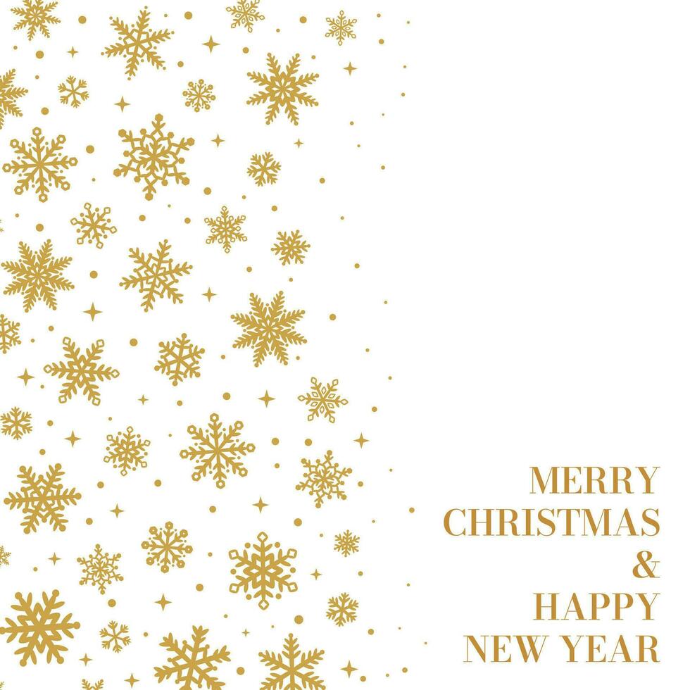 vrolijk Kerstmis groet banier met sneeuw vlok kostgangers, wit en goud winter achtergrond, vector behang ontwerp