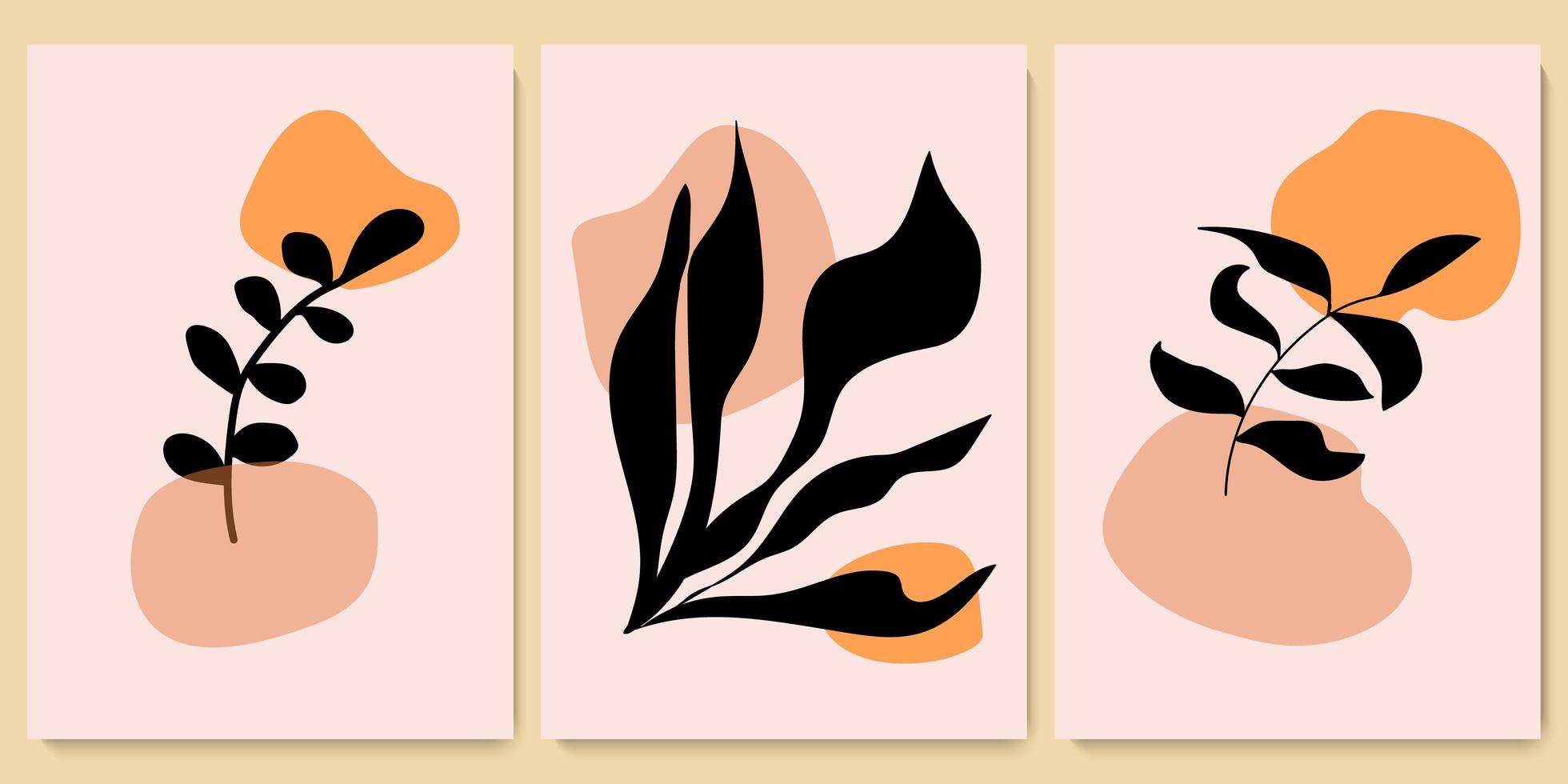 botanische muur kunst set. print boho minimalistisch met abstracte vorm. abstract huisdecor, Boheems kunstwerk met bloemenprint, vector