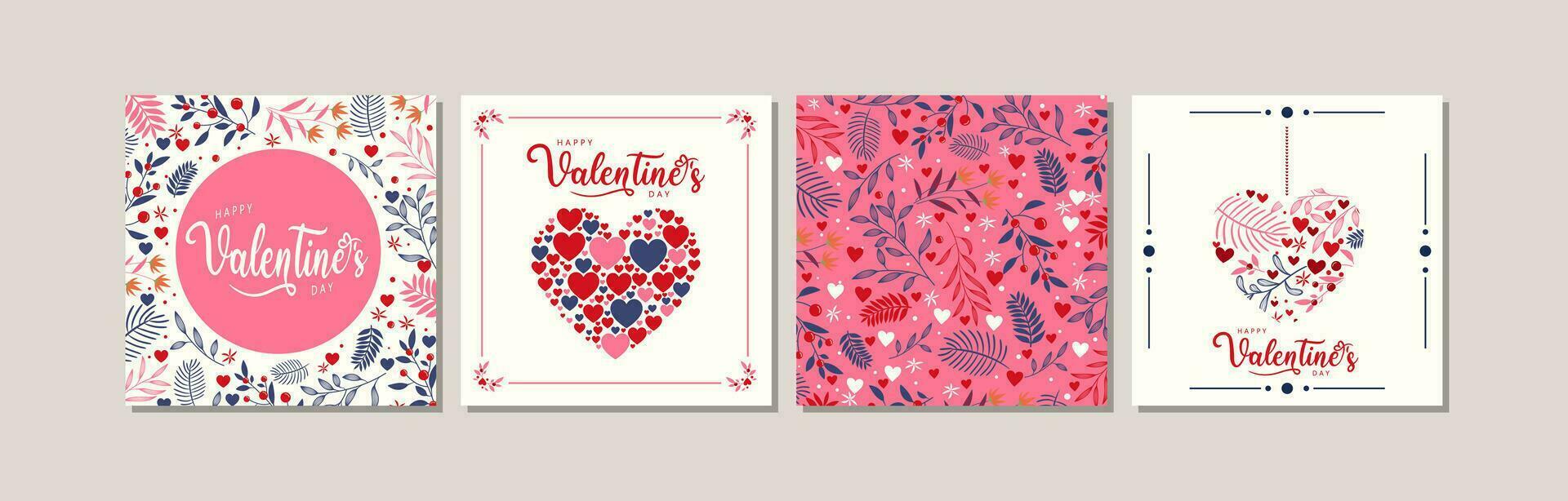 elegant Valentijnsdag dag reeks van groet kaarten, posters, sociaal media na, vakantie covers vector