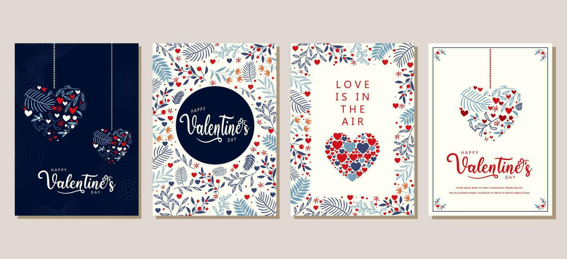 elegant Valentijnsdag dag reeks van groet kaarten, affiches, vakantie covers vector