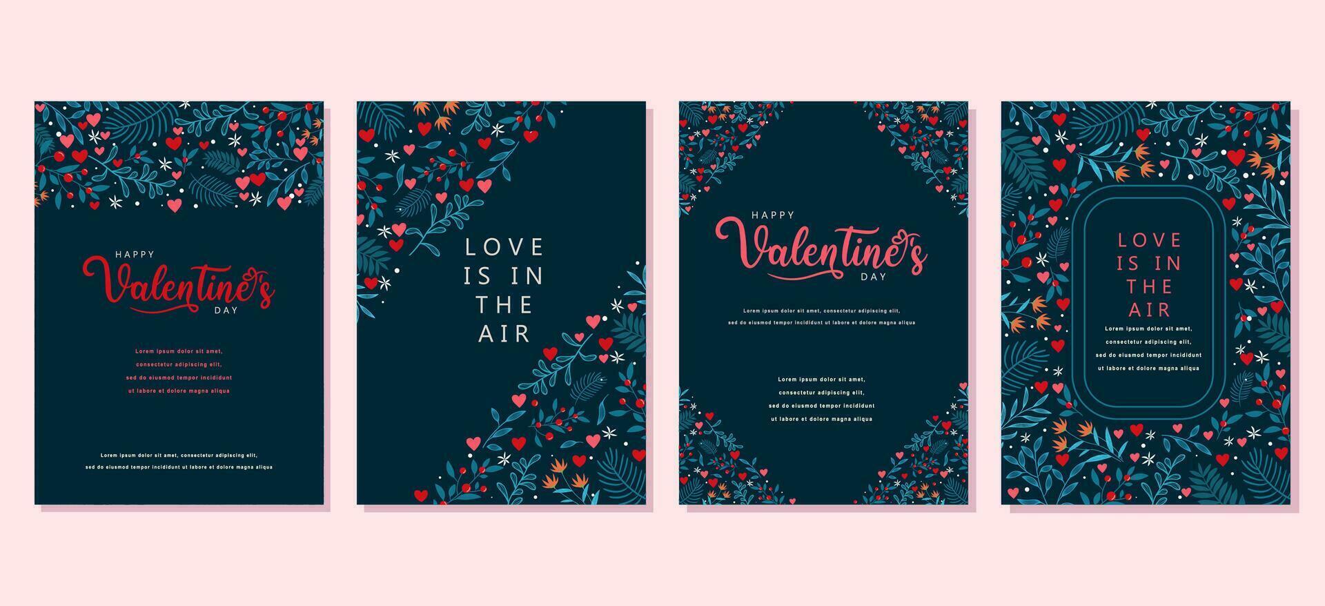 elegant Valentijnsdag dag reeks van groet kaarten, affiches, vakantie covers vector