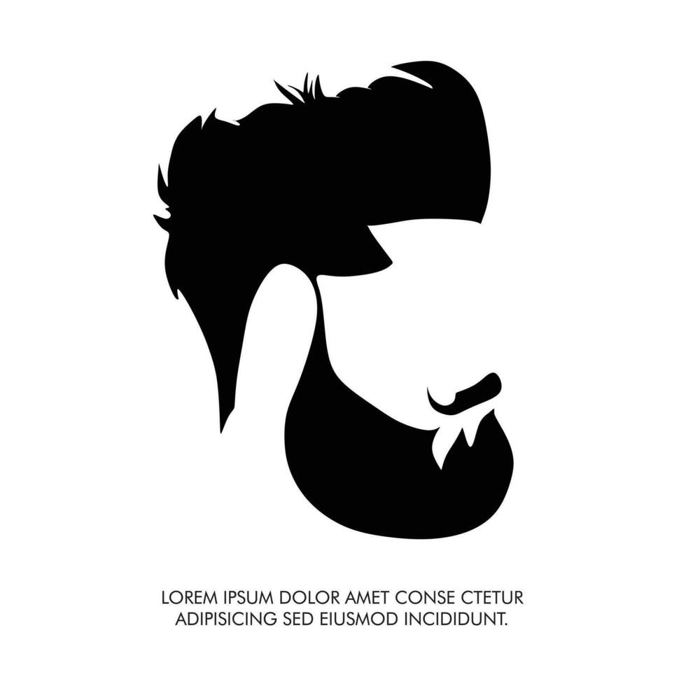 vector gezicht en kapper gezicht logo en man's salon logo vector PNG zwart en wit ontwerp