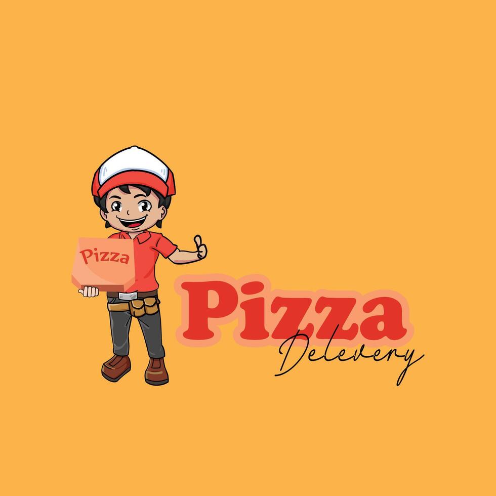 pizza levering Mens tekenfilm ontwerp vector