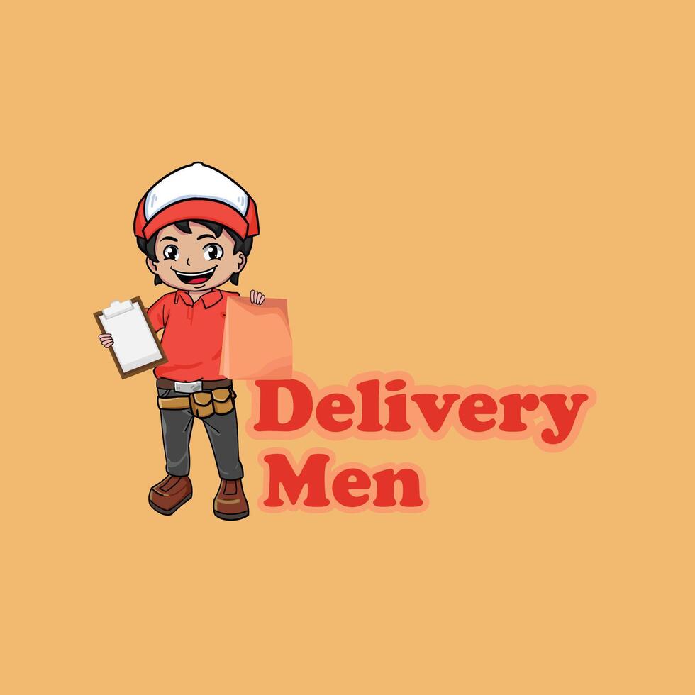 levering Mens tekenfilm logo ontwerp vector