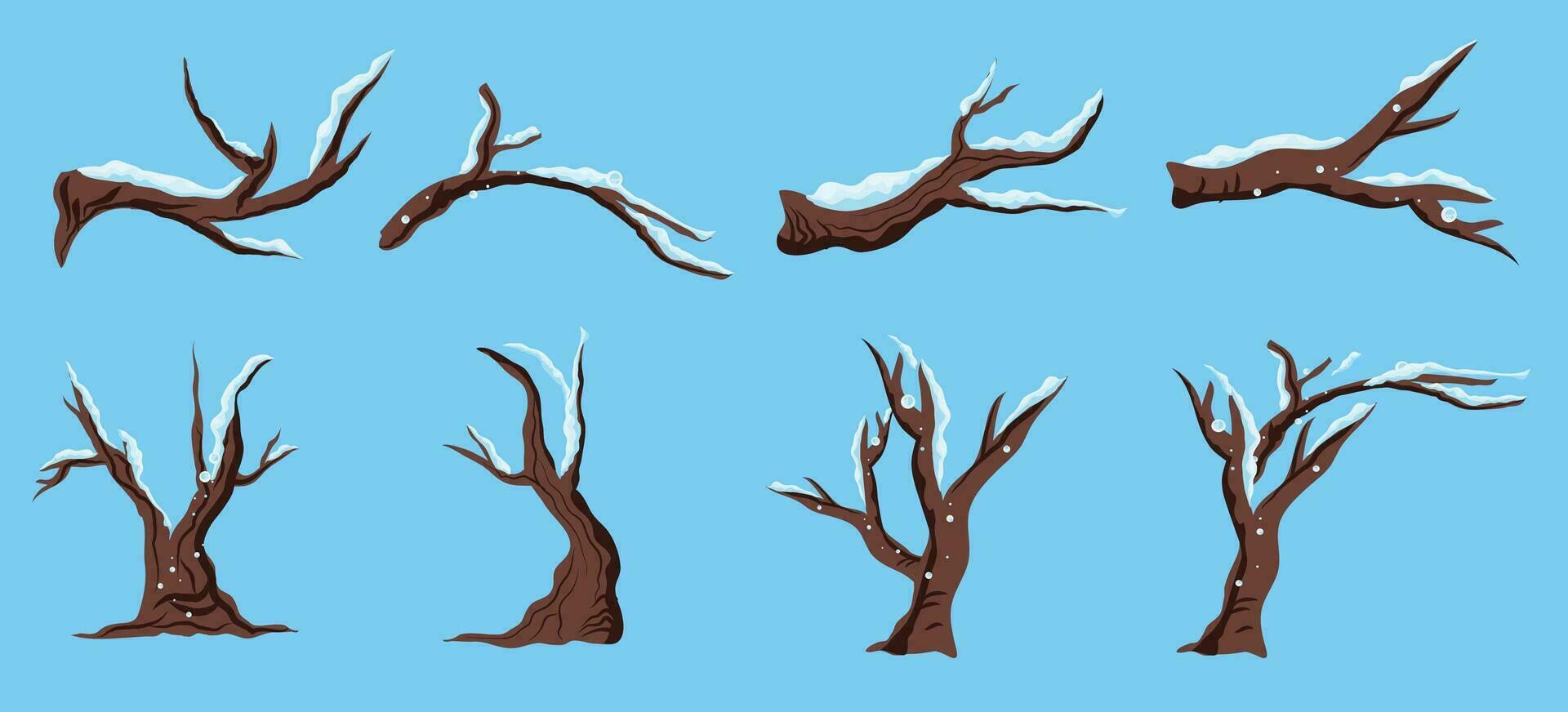 reeks van besneeuwd winter boom voor winter achtergrond en ontwerp elementen. vector