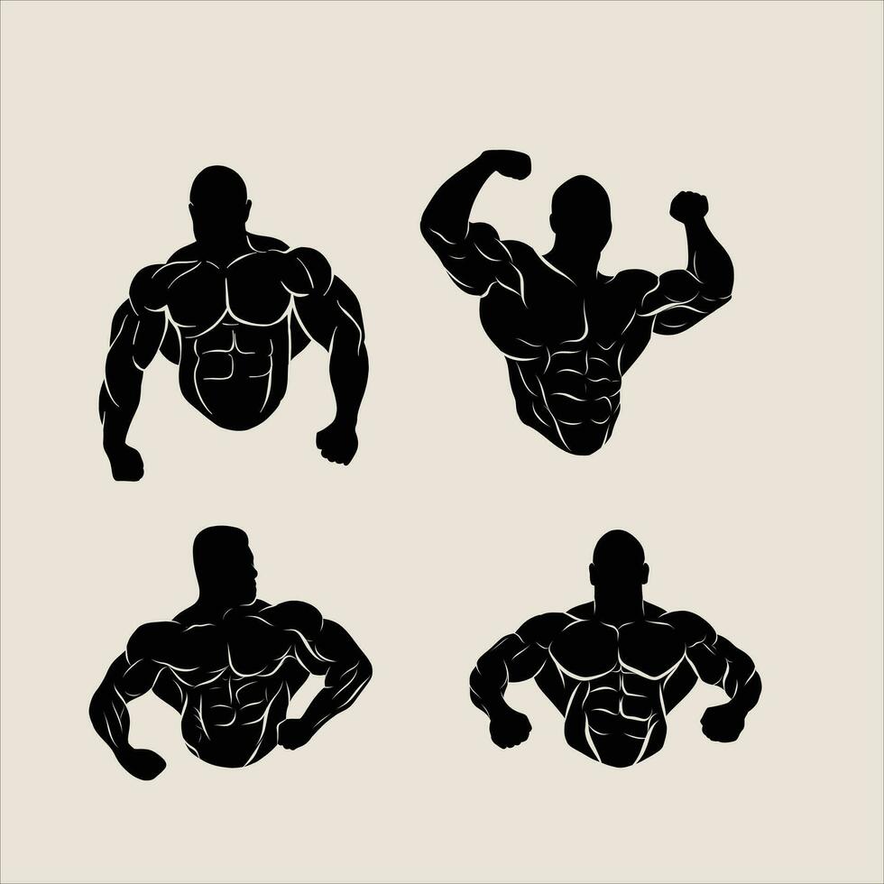 bodybuilding en geschiktheid logo ontwerp sjabloon. Sportschool, lichaam bouwer, sport en geschiktheid centrum vector illustratie.