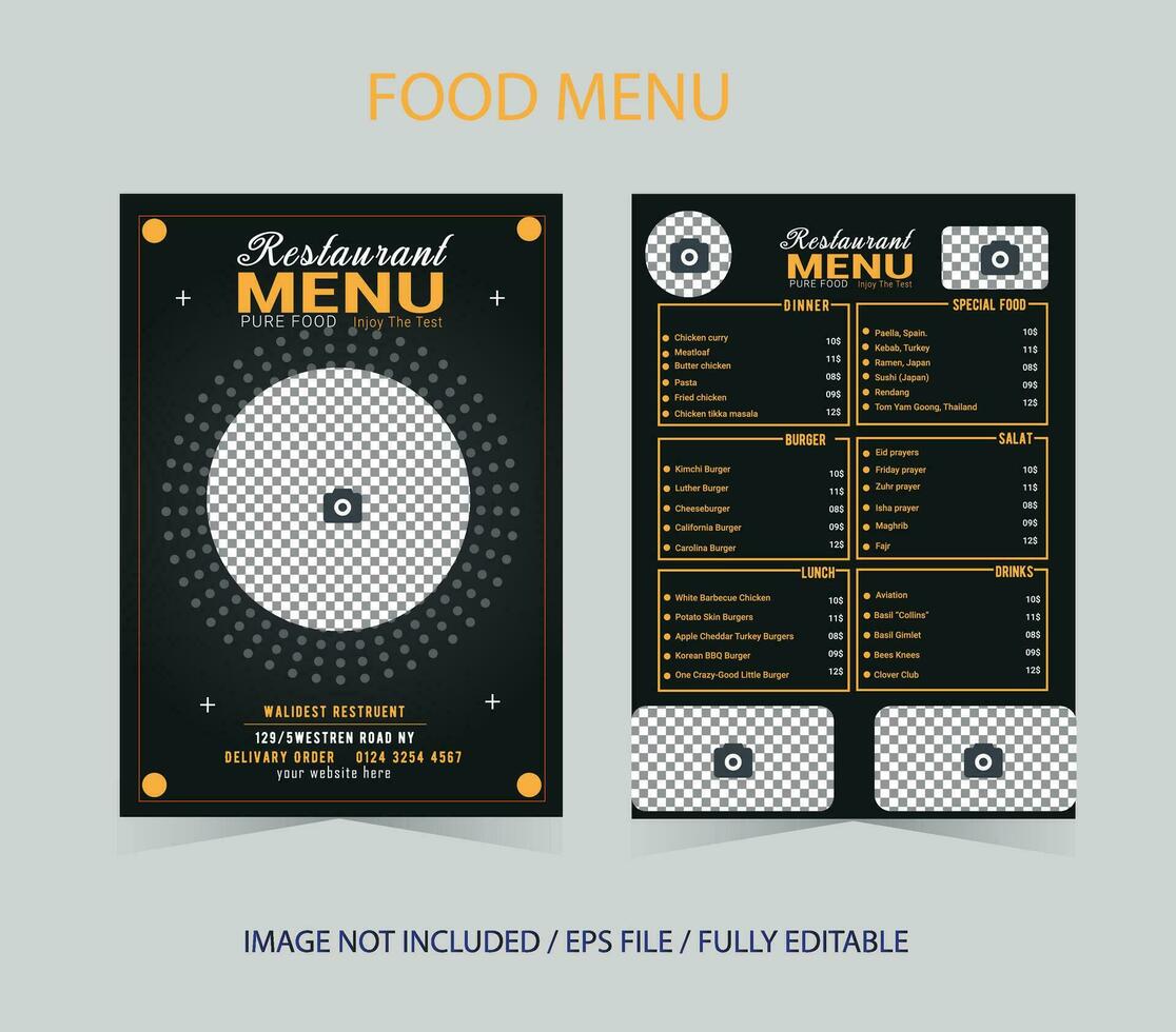 verbazingwekkend Op maat bewerkbare voedsel en restaurant menu ontwerp vector
