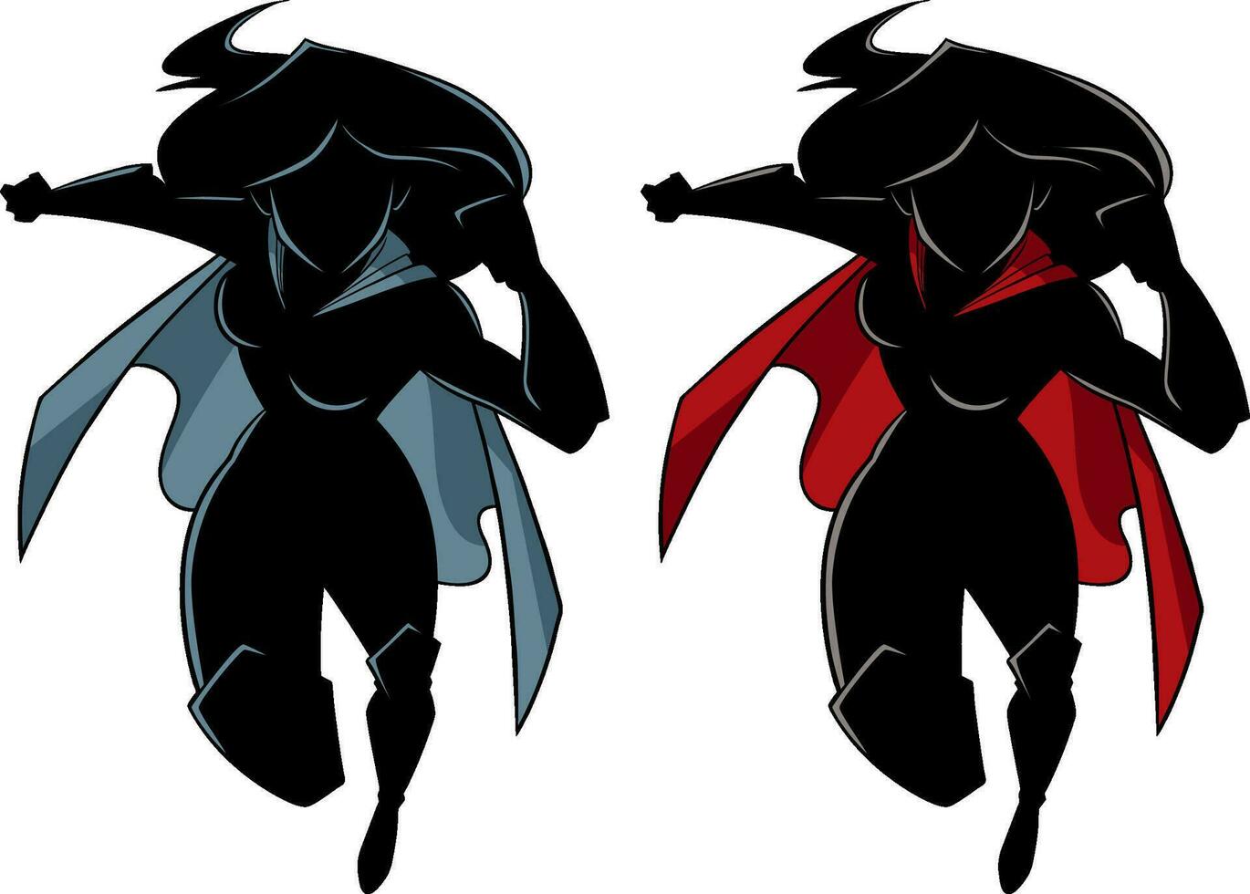 superheldin rennen silhouet vector