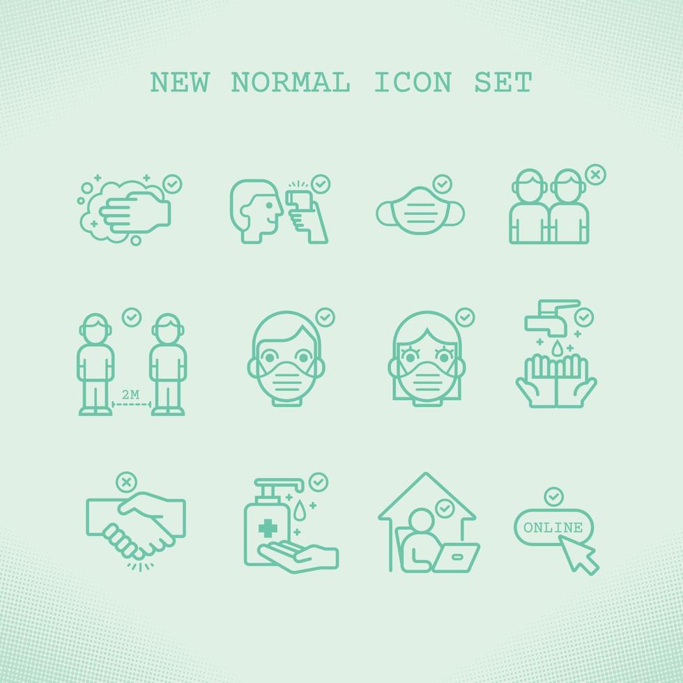 nieuwe normale protocol icon set vector