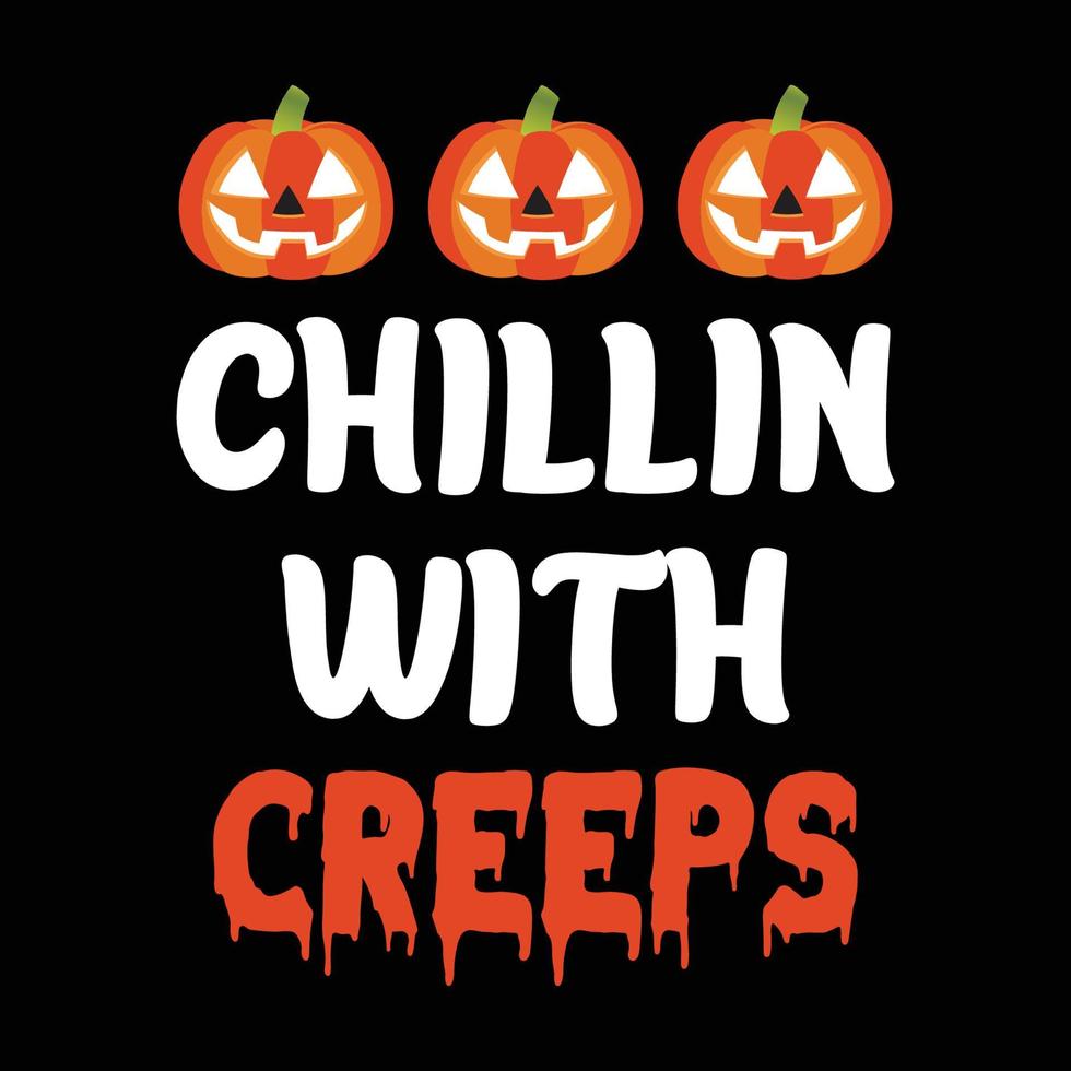 halloween, chillen met creeps t-shirt print gratis vector