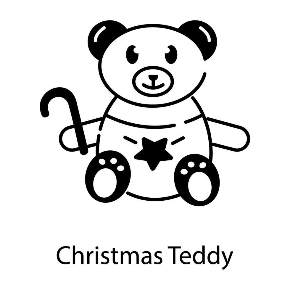 grijp deze schattig schets icoon van Kerstmis teddy vector