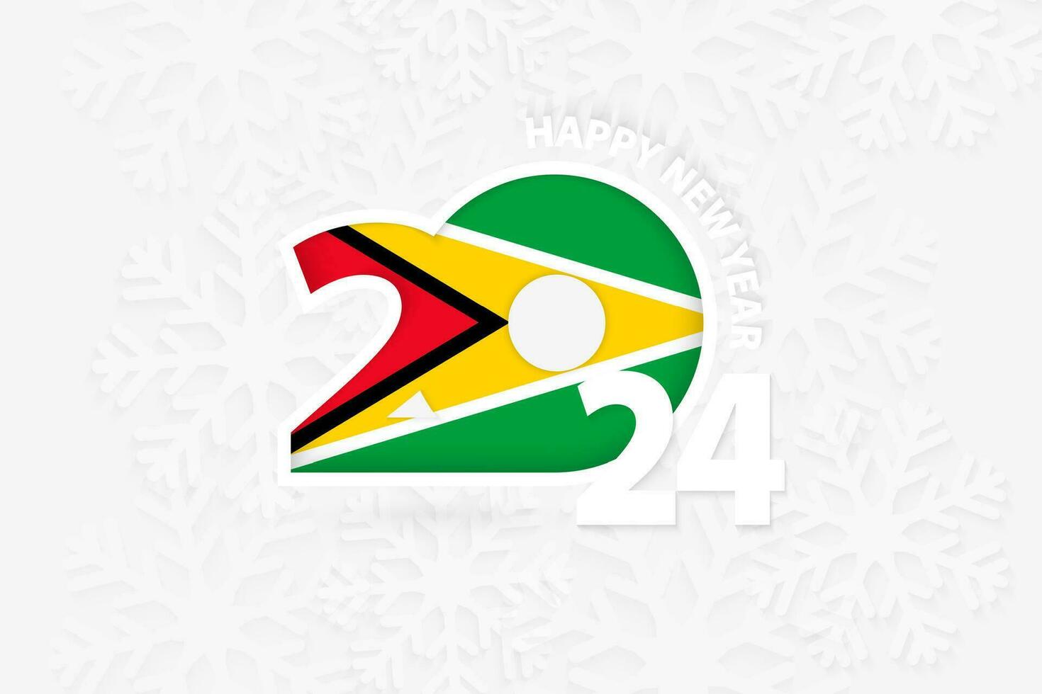 nieuw jaar 2024 voor Guyana Aan sneeuwvlok achtergrond. vector