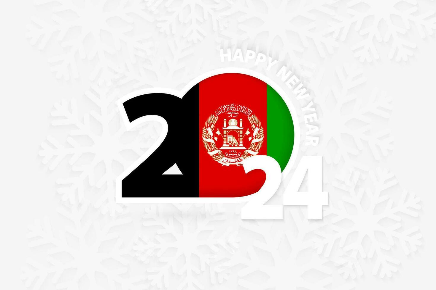 nieuw jaar 2024 voor afghanistan Aan sneeuwvlok achtergrond. vector