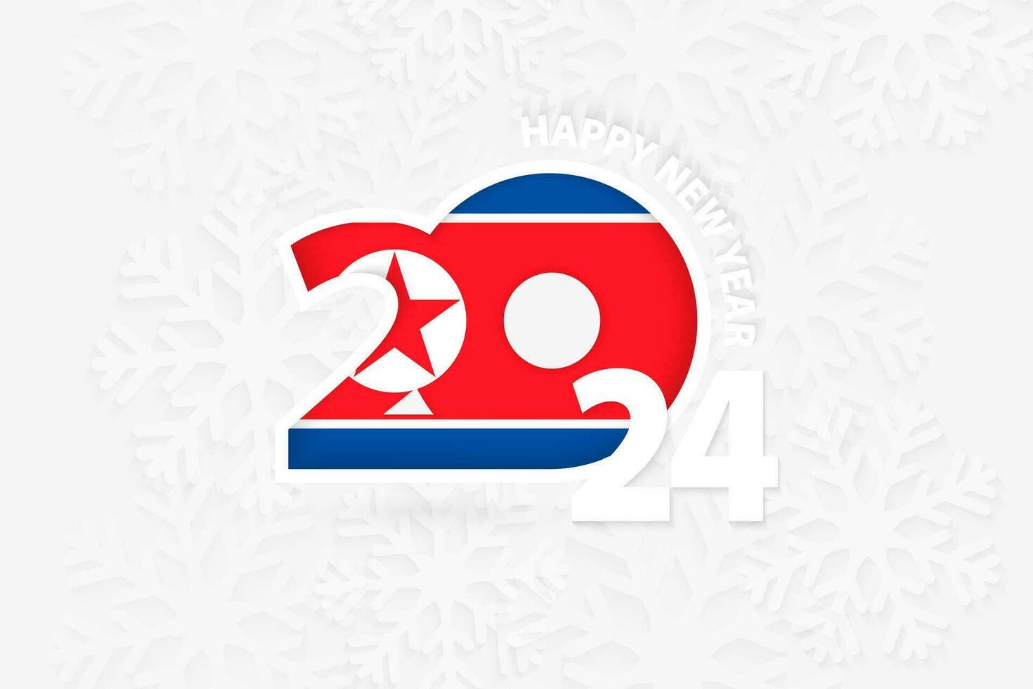 nieuw jaar 2024 voor noorden Korea Aan sneeuwvlok achtergrond. vector