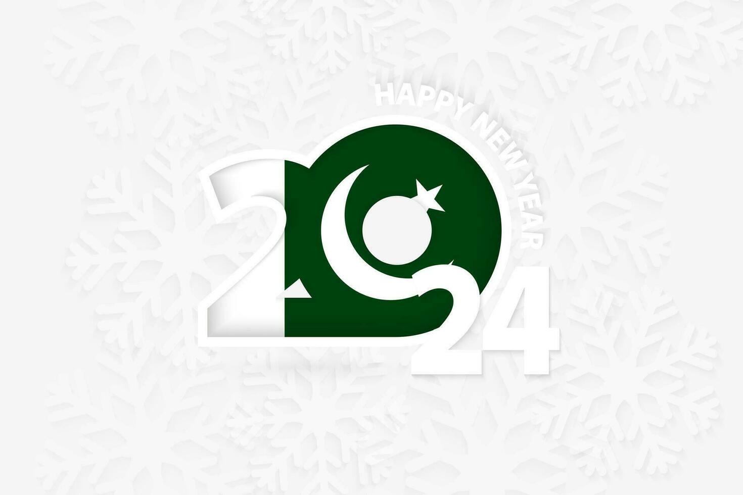 nieuw jaar 2024 voor Pakistan Aan sneeuwvlok achtergrond. vector