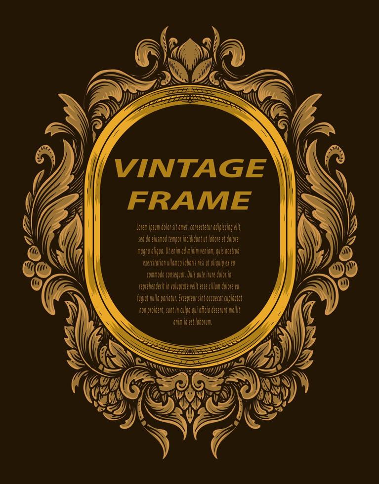 vintage grenskader met gravure ornament vector