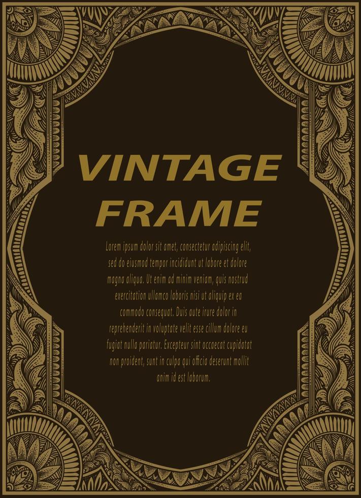 vintage grenskader met gravure ornament vector