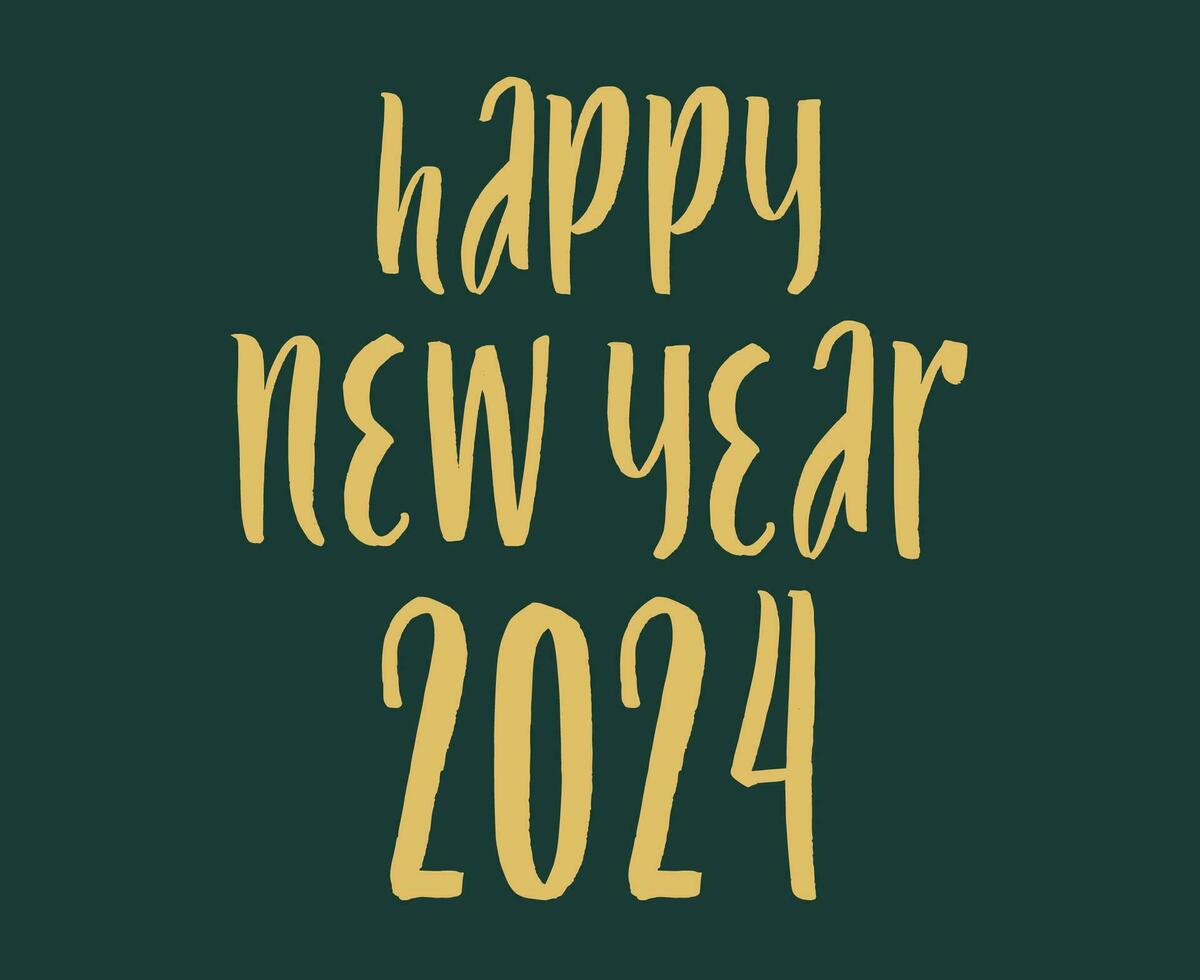 gelukkig nieuw jaar 2024 abstract bruin grafisch ontwerp vector logo symbool illustratie met groen achtergrond