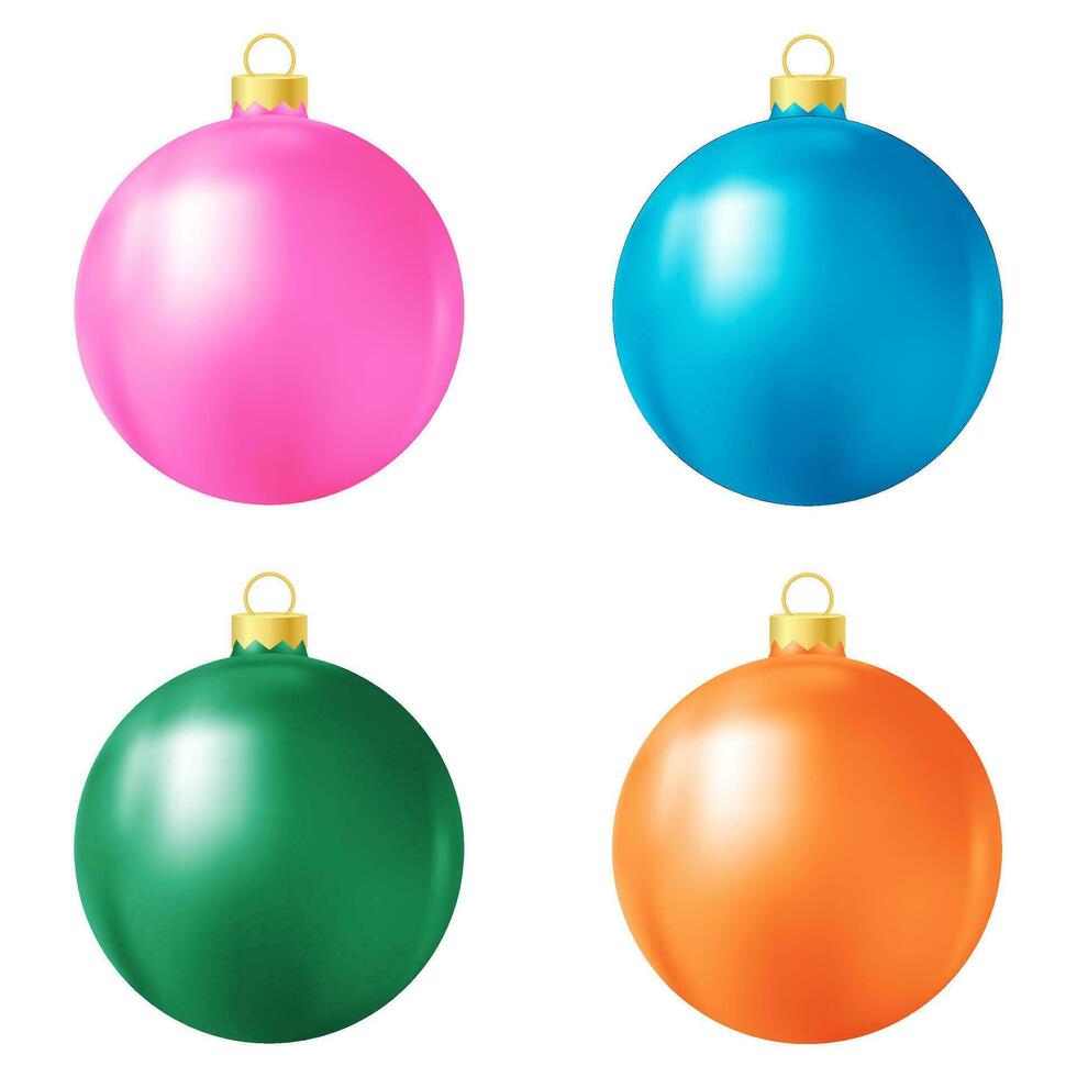 reeks van roze, blauw, groente, en oranje Kerstmis boom speelgoed- of bal vector