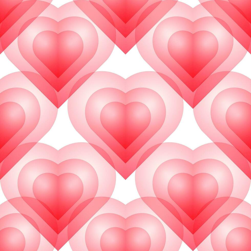 naadloos patroon, transparant roze harten Aan een wit achtergrond. Valentijnsdag dag achtergrond, textiel, vector