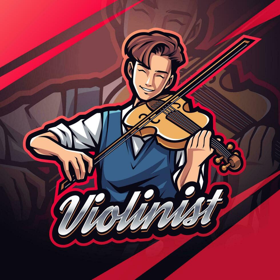 violist Mens esport mascotte logo ontwerp vector