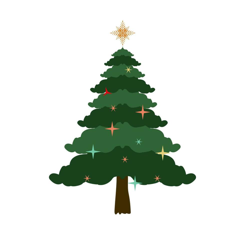 een groen Kerstmis boom vector, illustratie Aan geïsoleerd achtergrond, vector reeks van tekenfilm Kerstmis bomen, dennen voor groet kaart, uitnodiging, spandoek