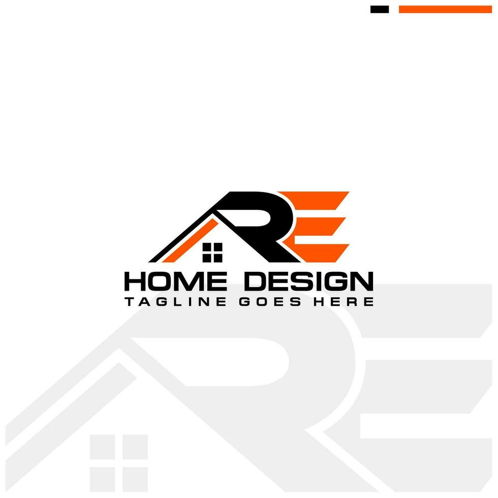 r e eerste huis of echt landgoed logo vector ontwerp